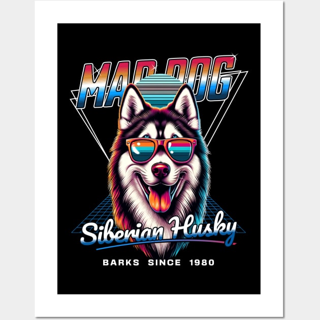 Mad Dog Siberian Husky Dog Wall Art by Miami Neon Designs